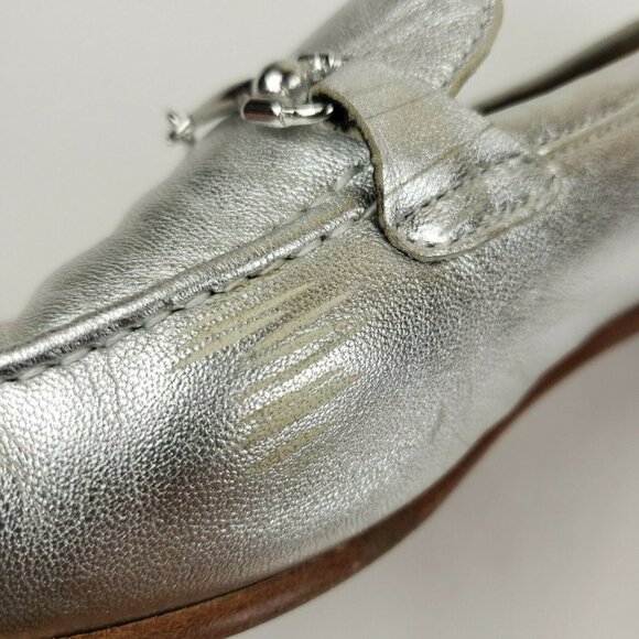 Navyboot Switzerland Silver MADE IN ITALY Horsebit Oxford Penny Loafers Size 39 - Picture 11 of 11